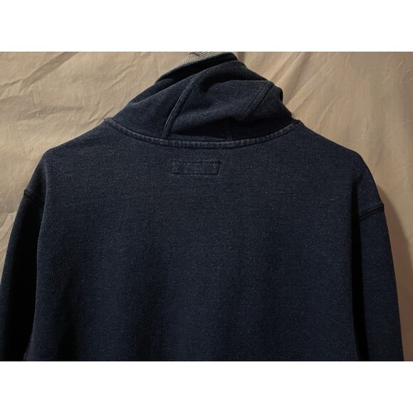 CARBON 2 COBOLT Effortlessly Cool Leather Logo Full Zip Blue Hoodie Men's M - Picture 8 of 10